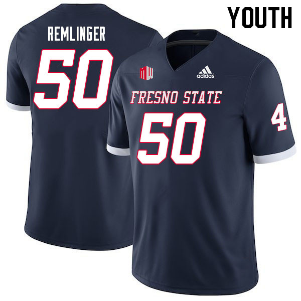 Youth #50 Charles Remlinger Fresno State Bulldogs College Football Jerseys Sale-Navy